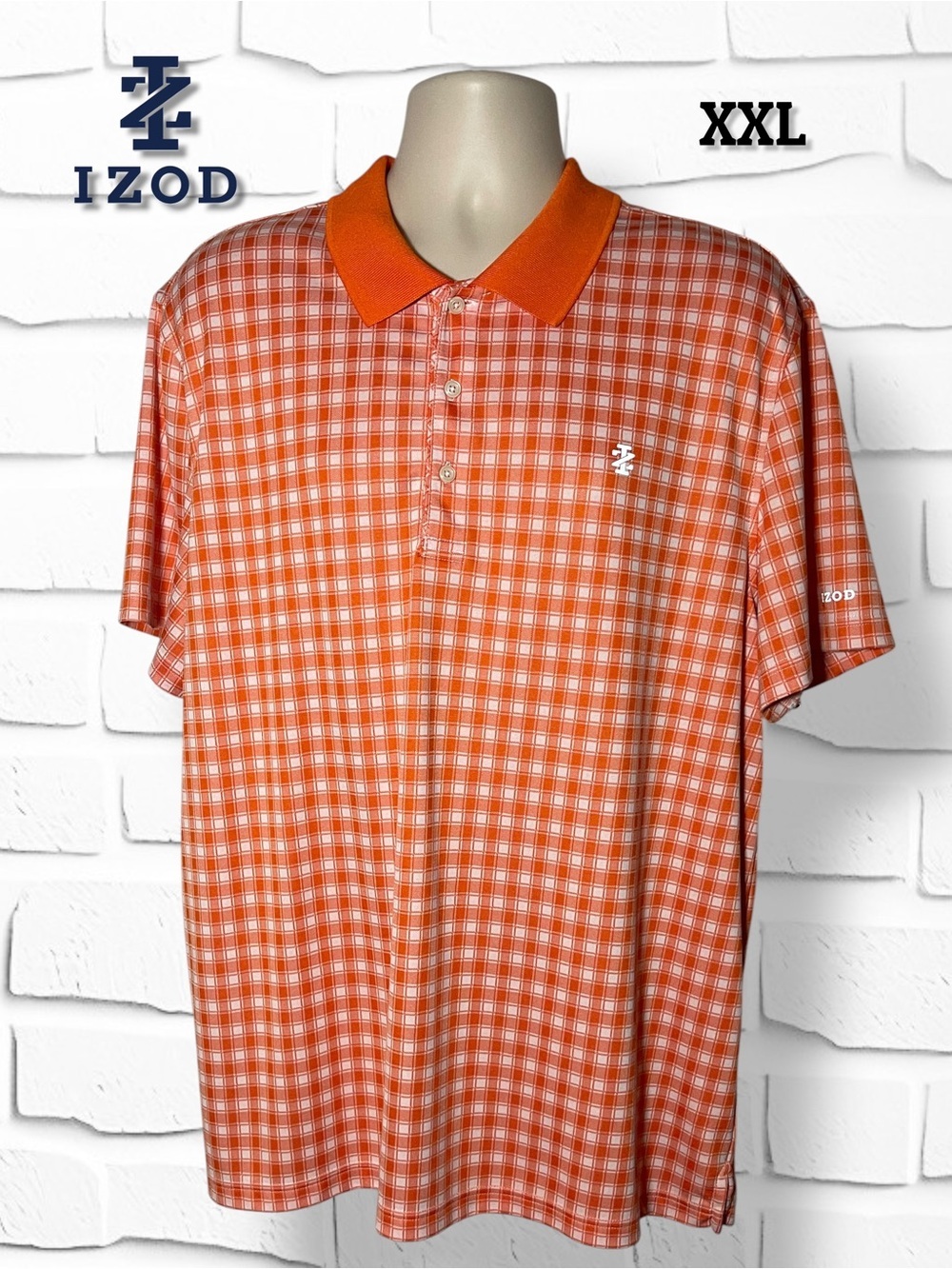 IZOD Golf Polo Orange Plaid Performance - Men's Size XXL